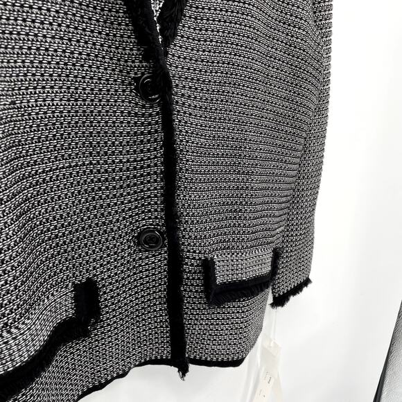 Belford NWT Pima Cotton Tweed 2 Button Jacket Blazer with Fringe #204350 // M - Picture 8 of 13
